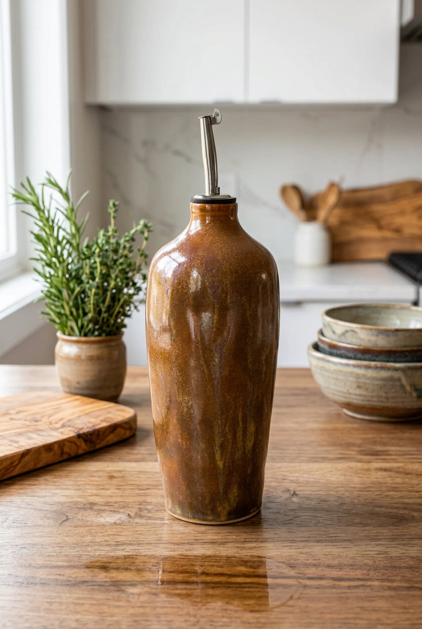 Amber Honey Ceramic Oil Cruet