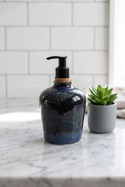 Deep Indigo Frost Ceramic Soap Dispenser