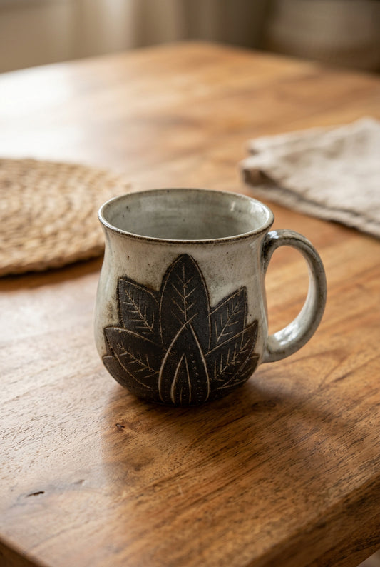 Snowdrift Speckled Carved Mug