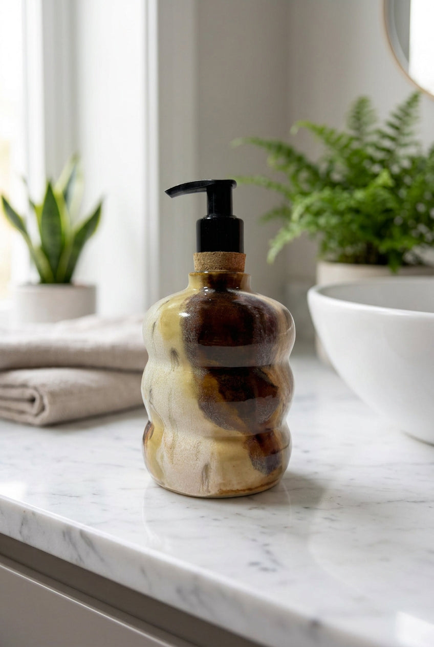 Butterscotch Swirl Ceramic Soap Dispenser