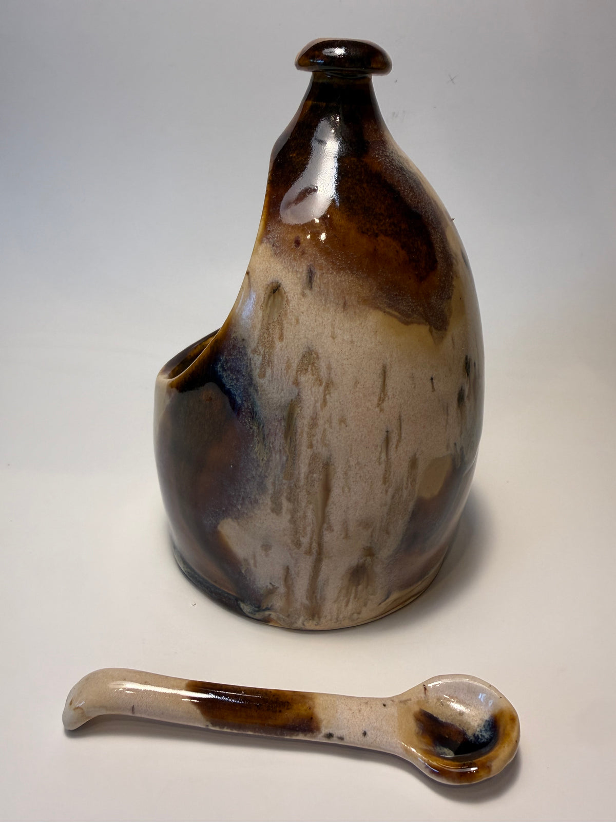 Caramel Swirl Salt Pig and Spoon