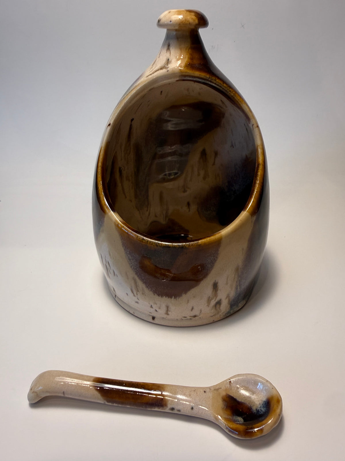Caramel Swirl Salt Pig and Spoon