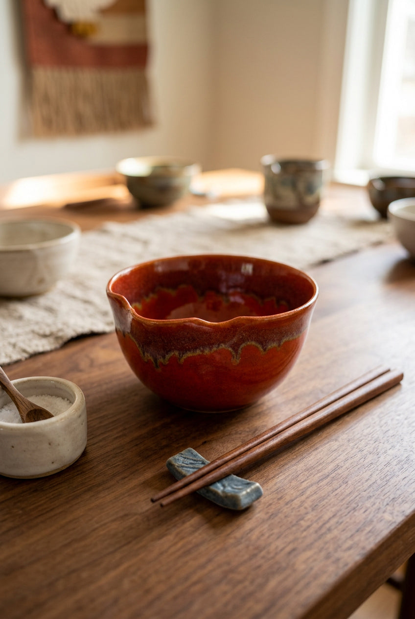 Cinnabar Ruffle Ceramic Bowl