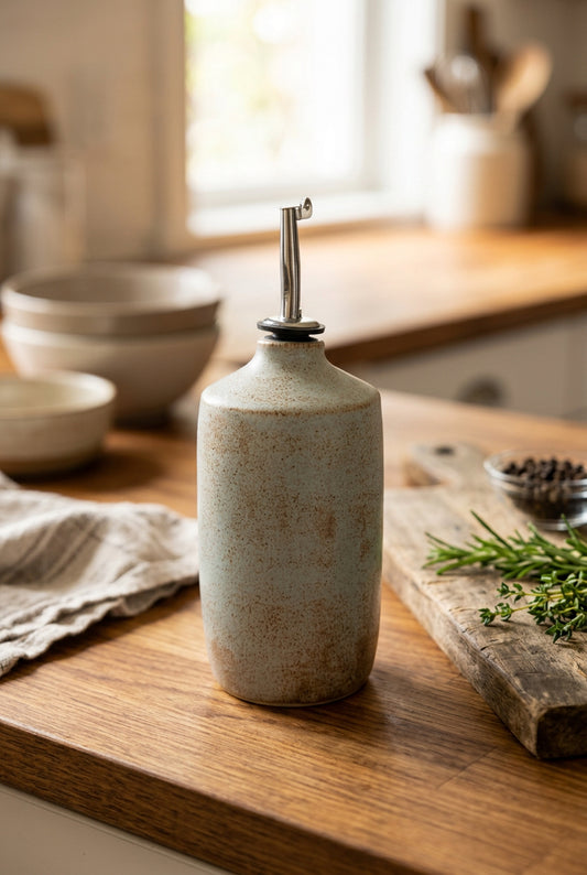 Sea Glass Speckle Ceramic Oil Cruet