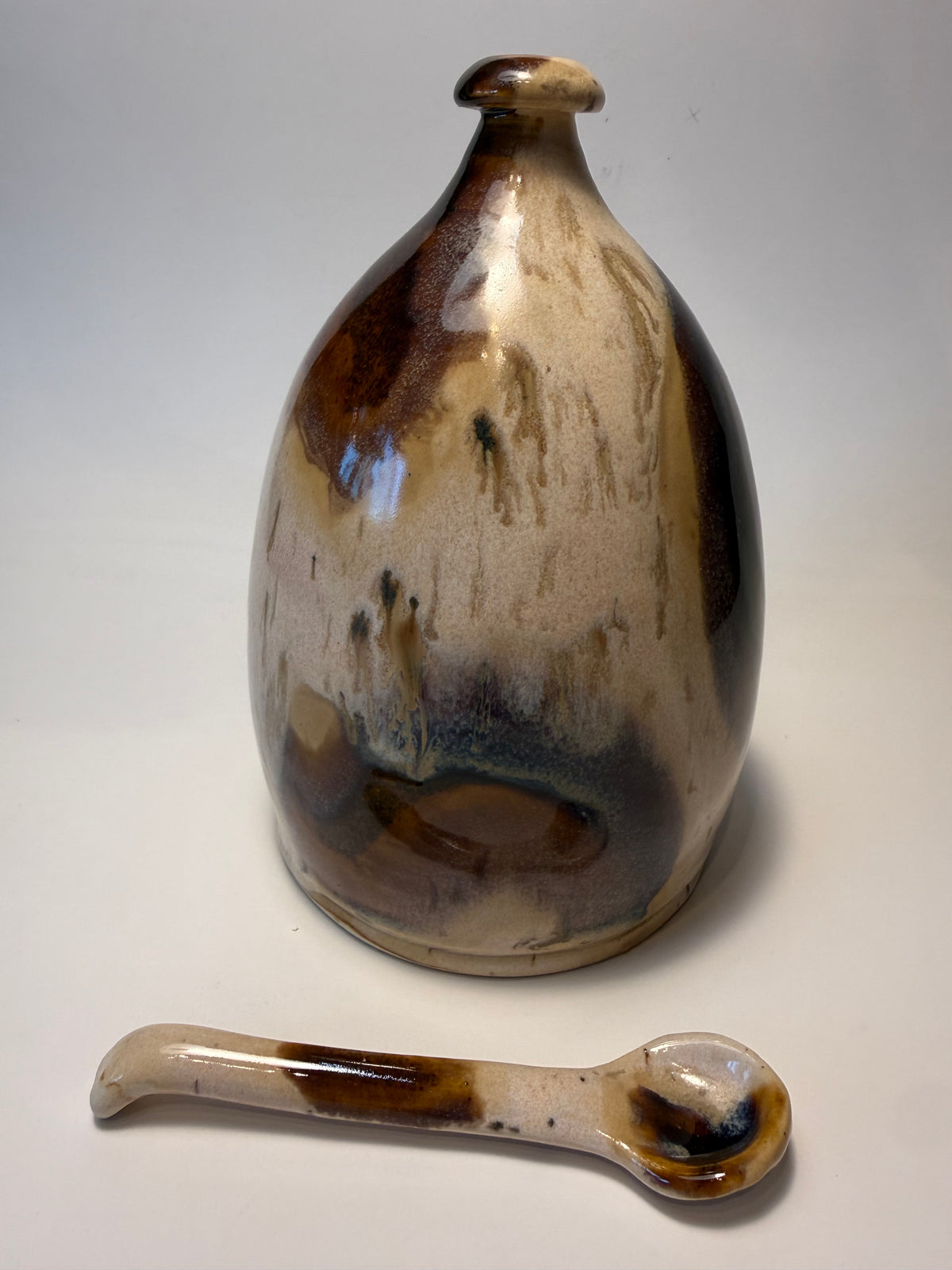 Caramel Swirl Salt Pig and Spoon