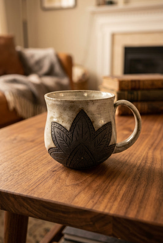 Chalk and Charcoal Carved Mug
