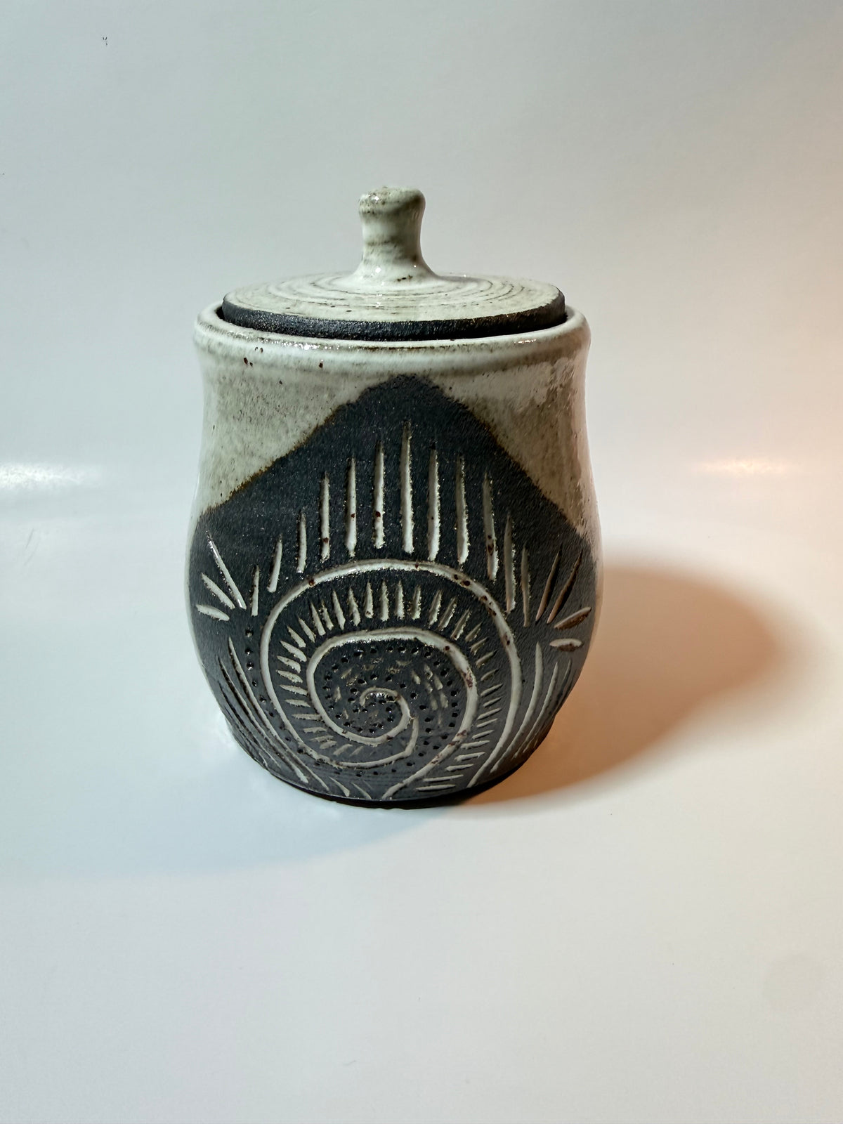 Sunburst Spiral Carved Garlic Keeper