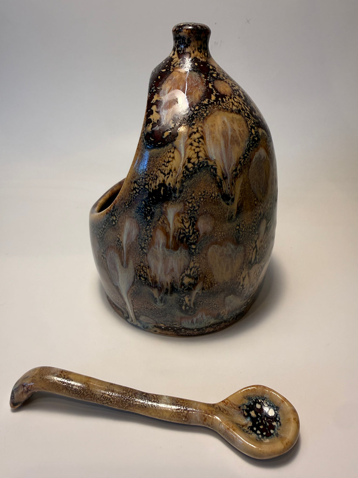 Midnight Fleck Salt Pig and Spoon