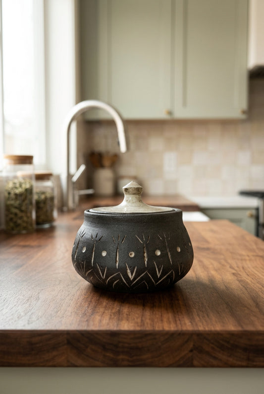 Charcoal Dot Carved Keeper