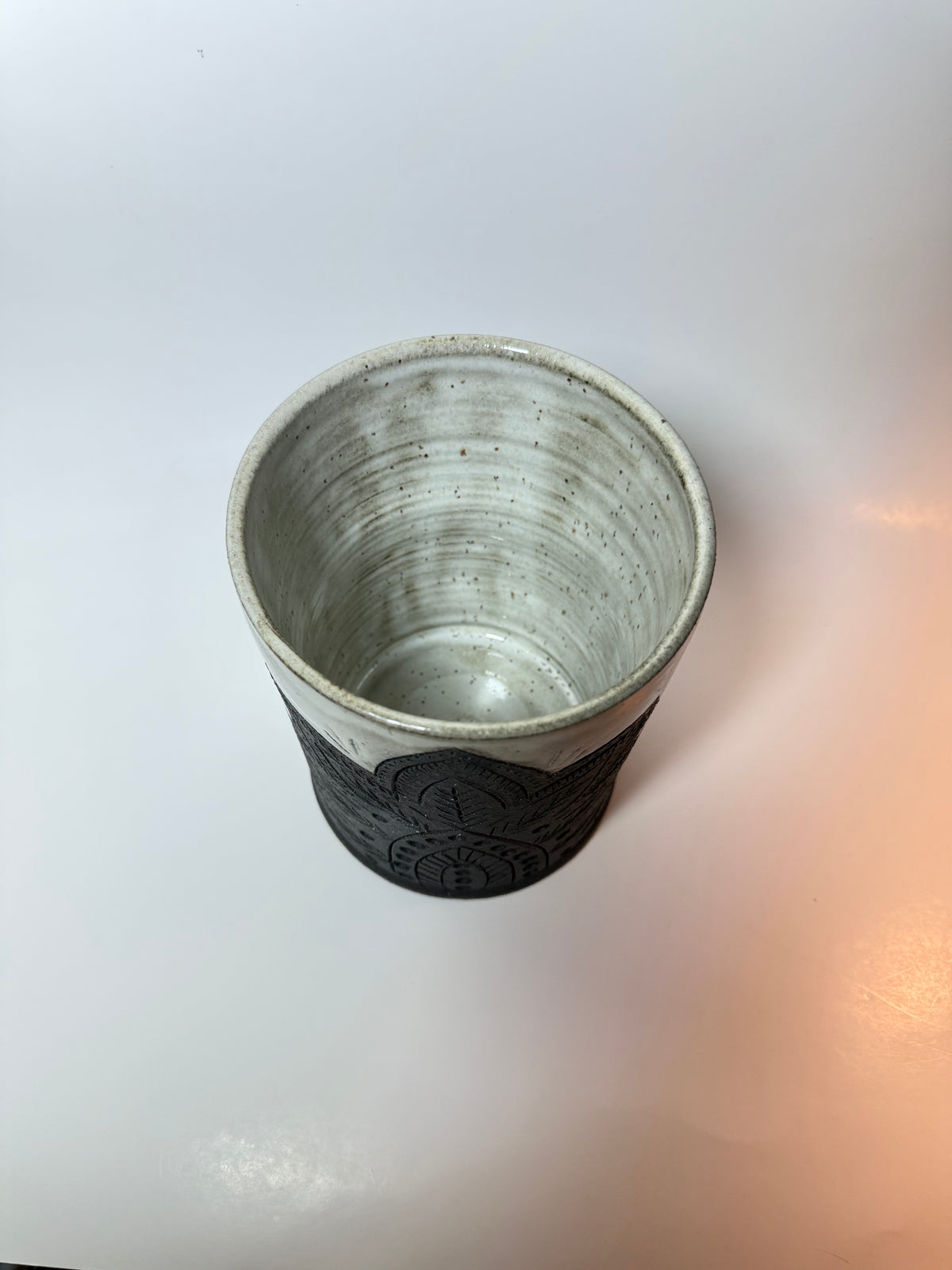 Lotus Bloom Carved Utensil Crock