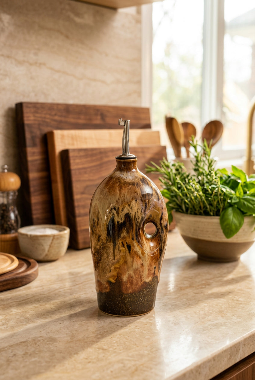 Cocoa Swirl Ceramic Oil Cruet