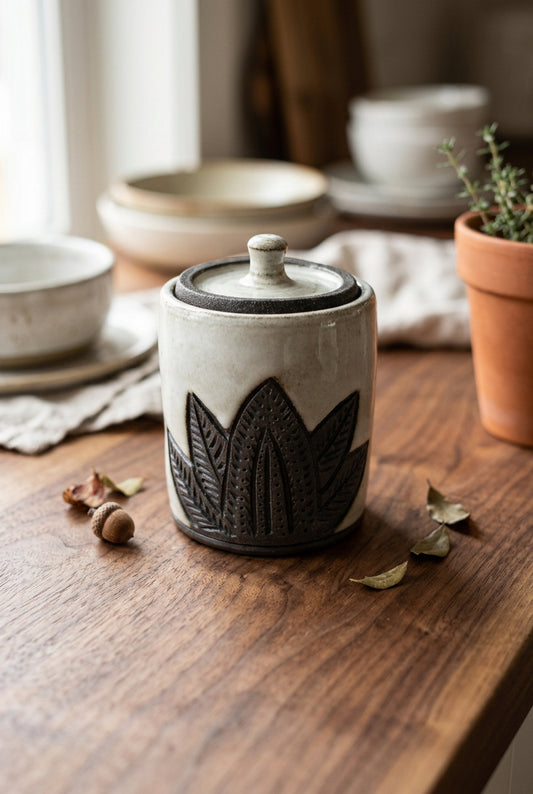 Birch Leaf Carved Garlic Keeper