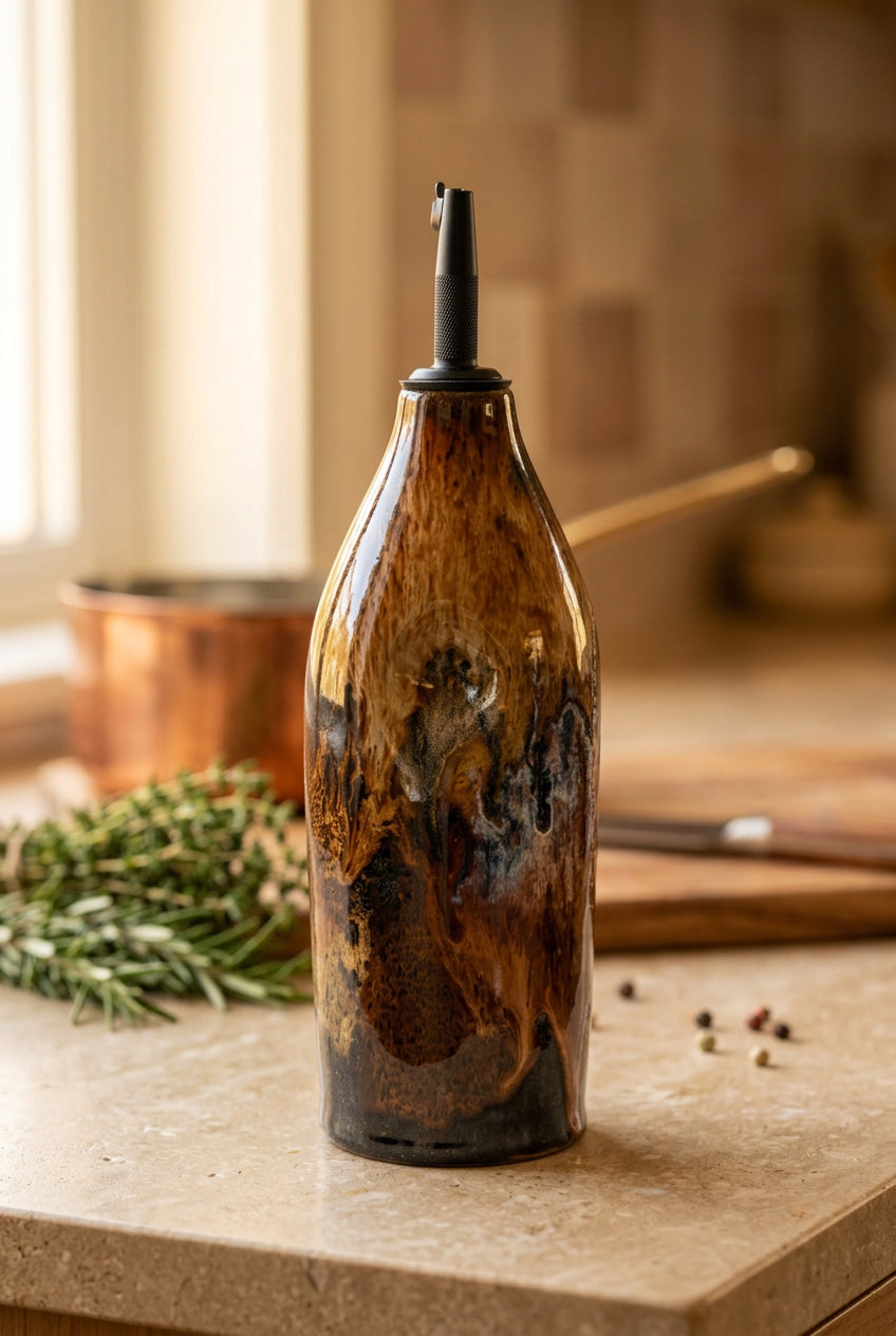 Walnut Marble Ceramic Oil Cruet