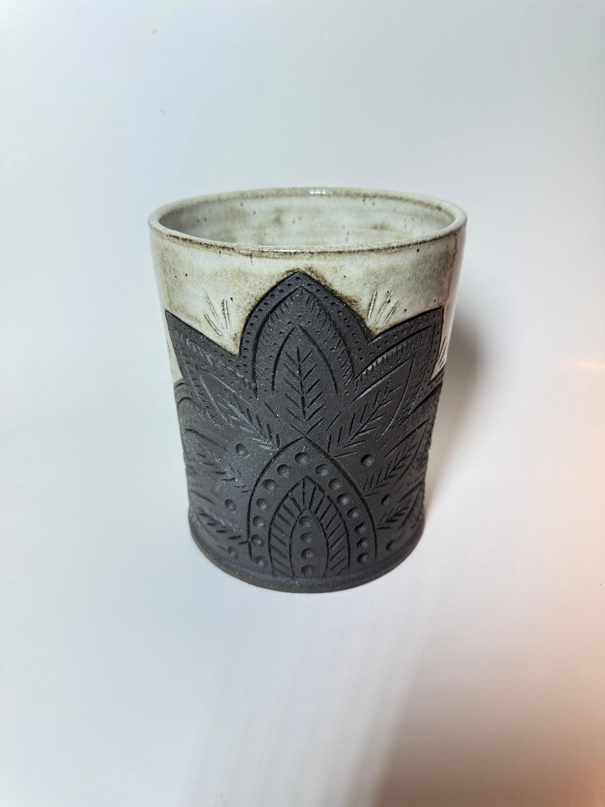 Lotus Bloom Carved Utensil Crock