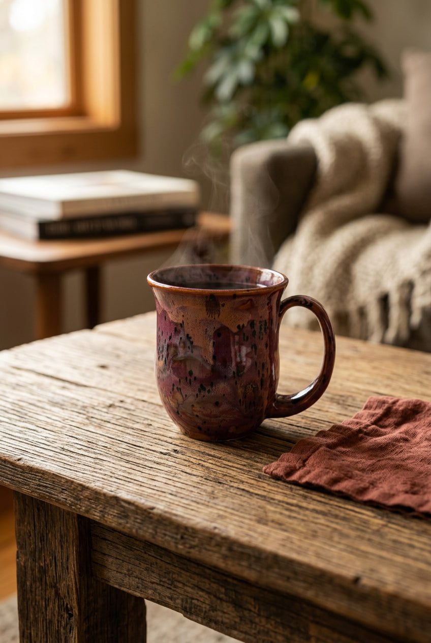 Burgundy Ember Speckled Mug
